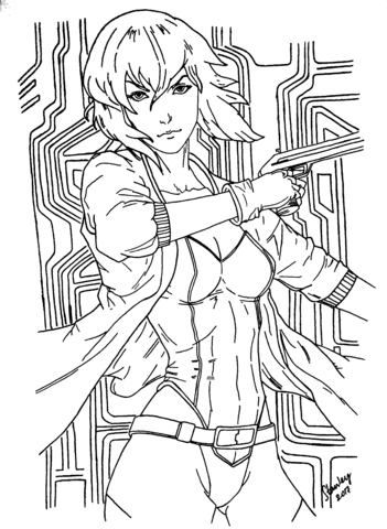 Motoko Kusanagi Coloring Page